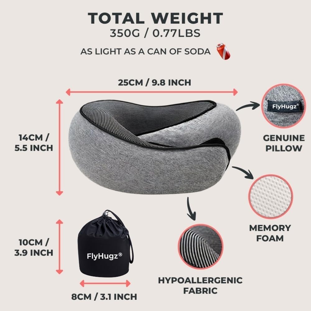 FlyHugz® Memory Foam Travel Pillow