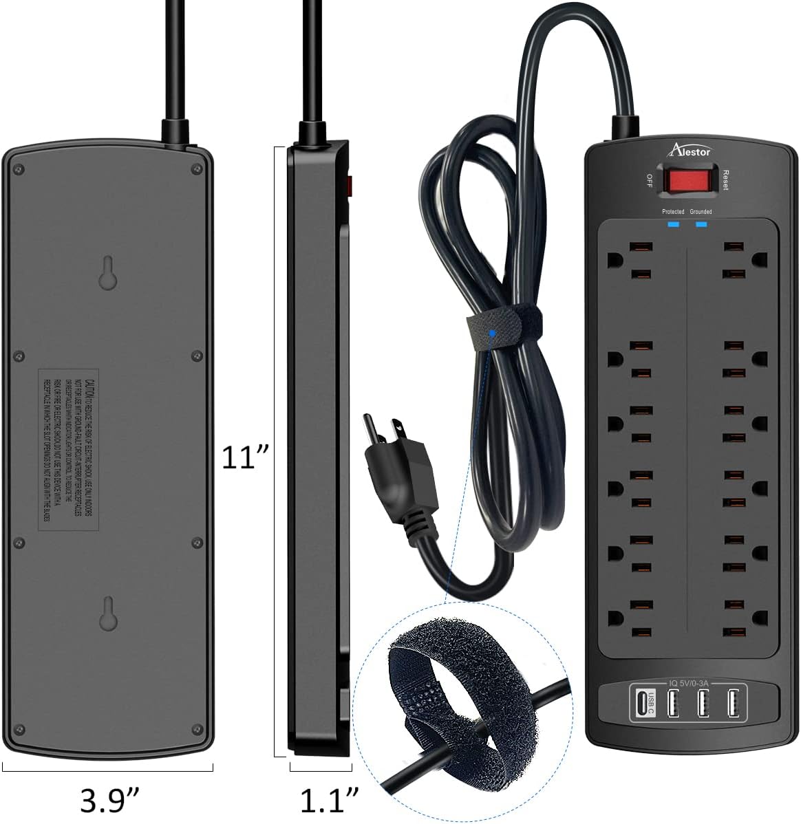 ALESTOR Power Strip Surge Protector