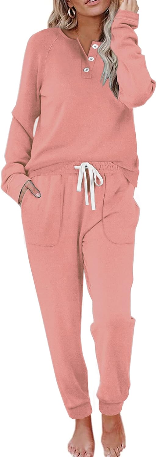 Button Down Sweatshirt and Sweatpants Set