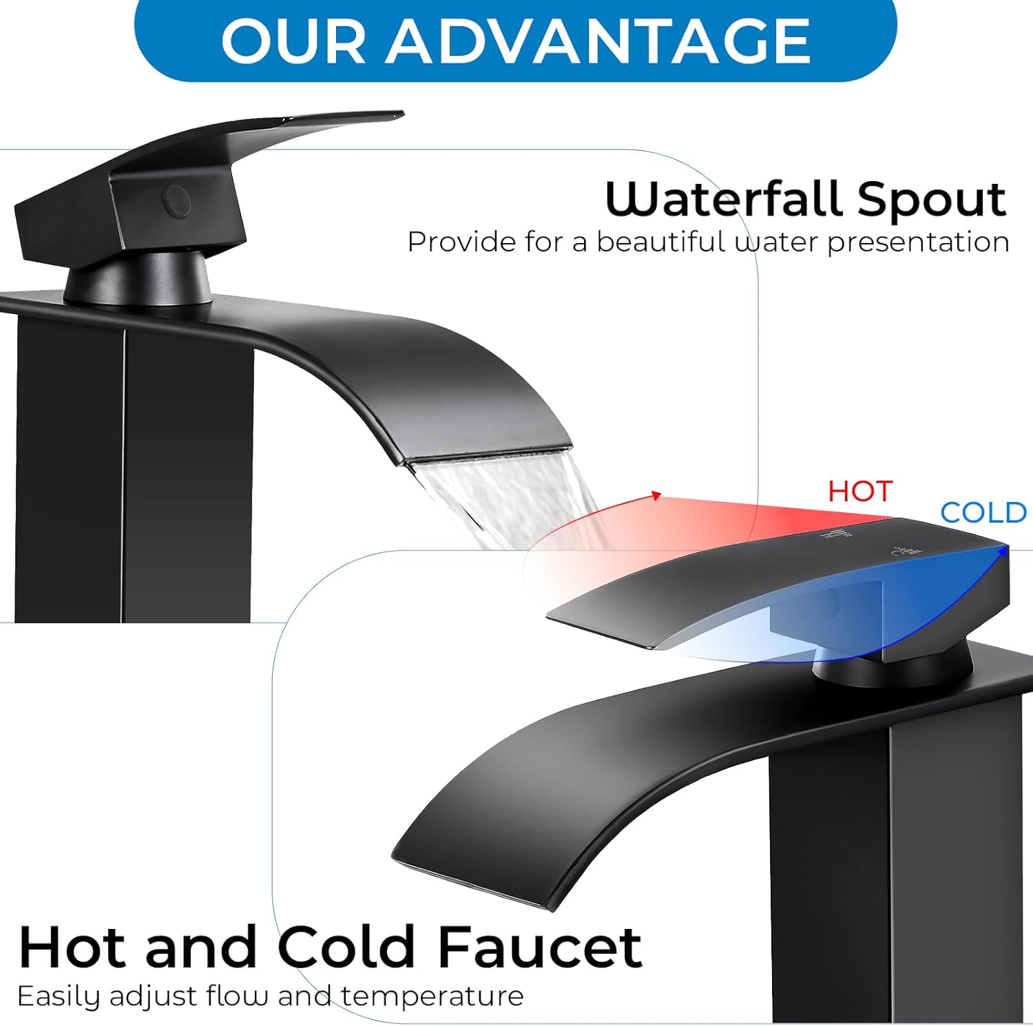 Matte Black Waterfall Bathroom Faucet