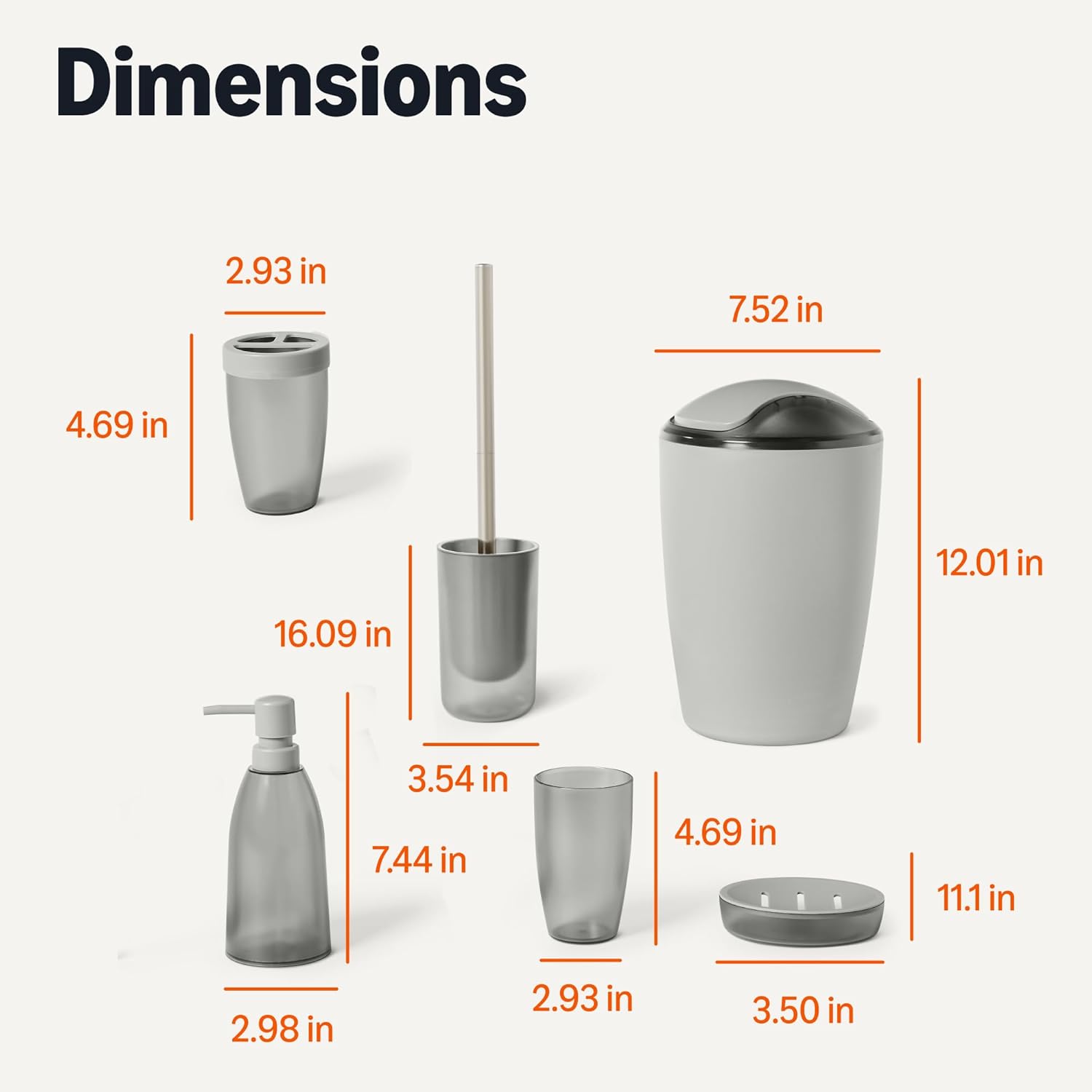 6 Pieces Bath Coordinate Set with Toothbrush Holder