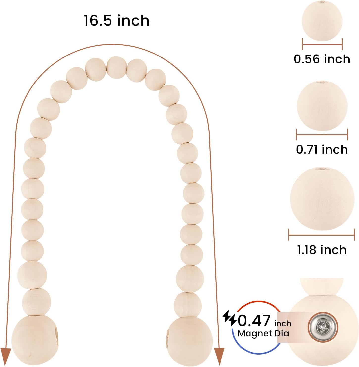 Magnetic Wood Bead Curtain Tiebacks Curtain Holders for Bedroom