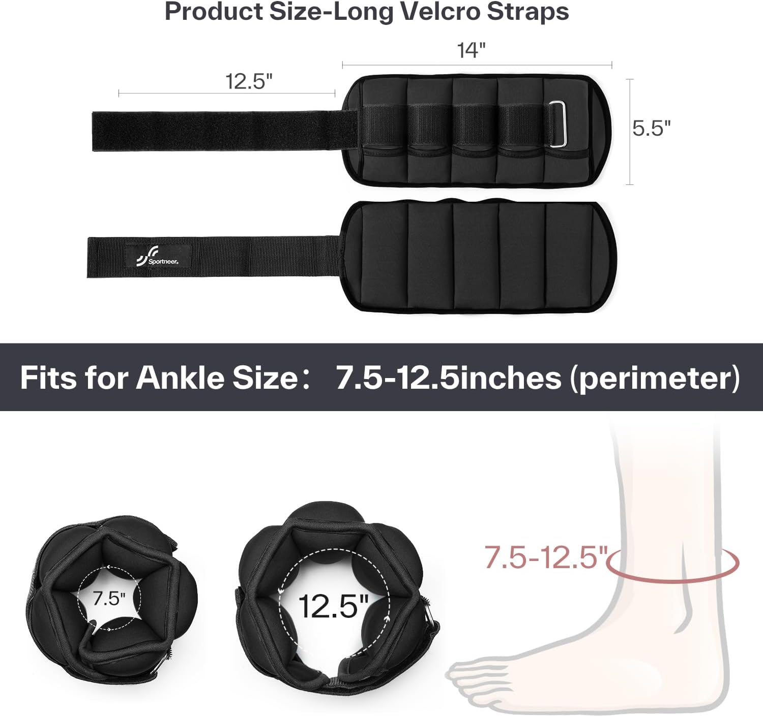 Sportneer Adjustable Ankle Weights Set