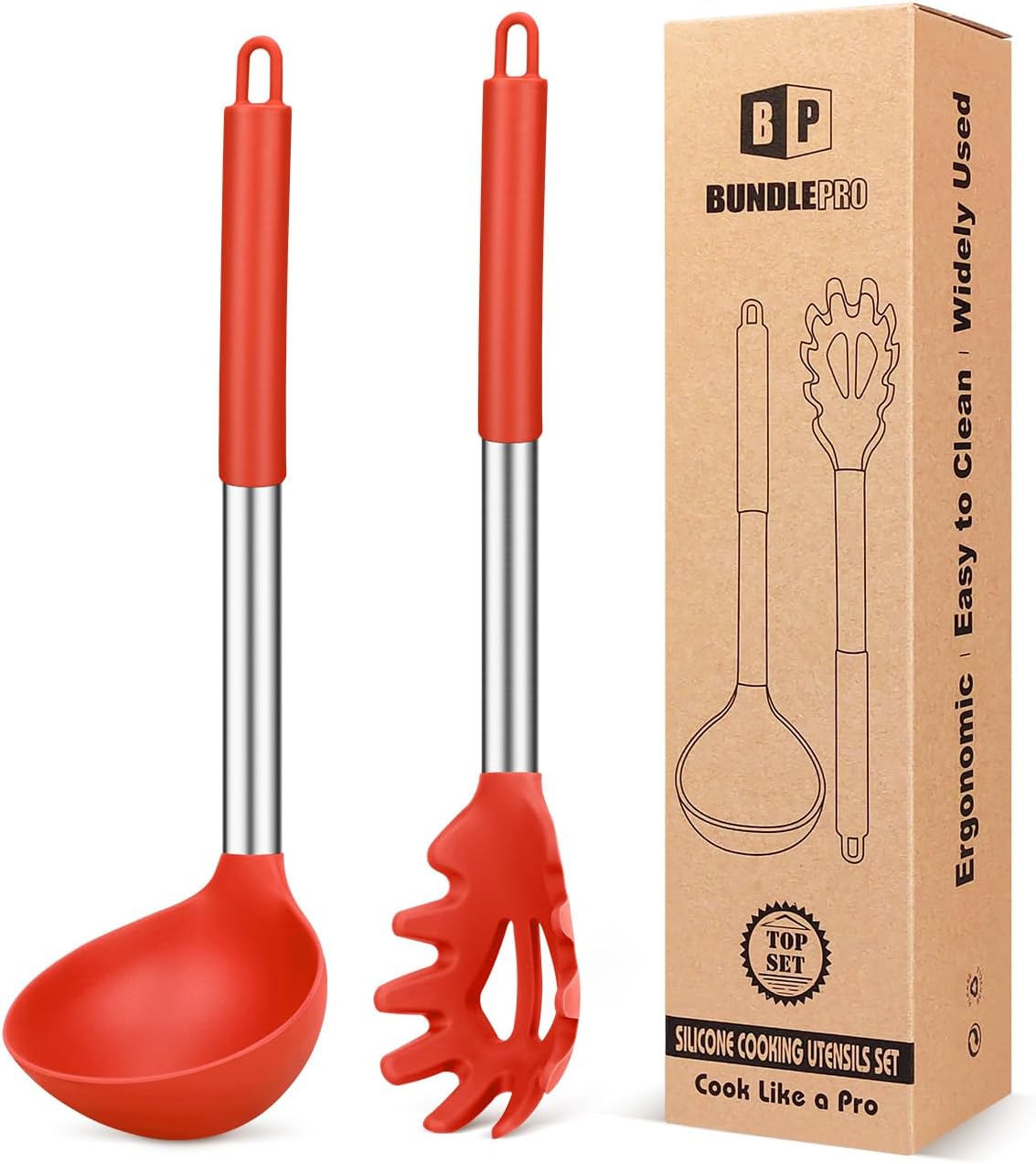 Silicone Pasta Fork and Ladle Spoon Set