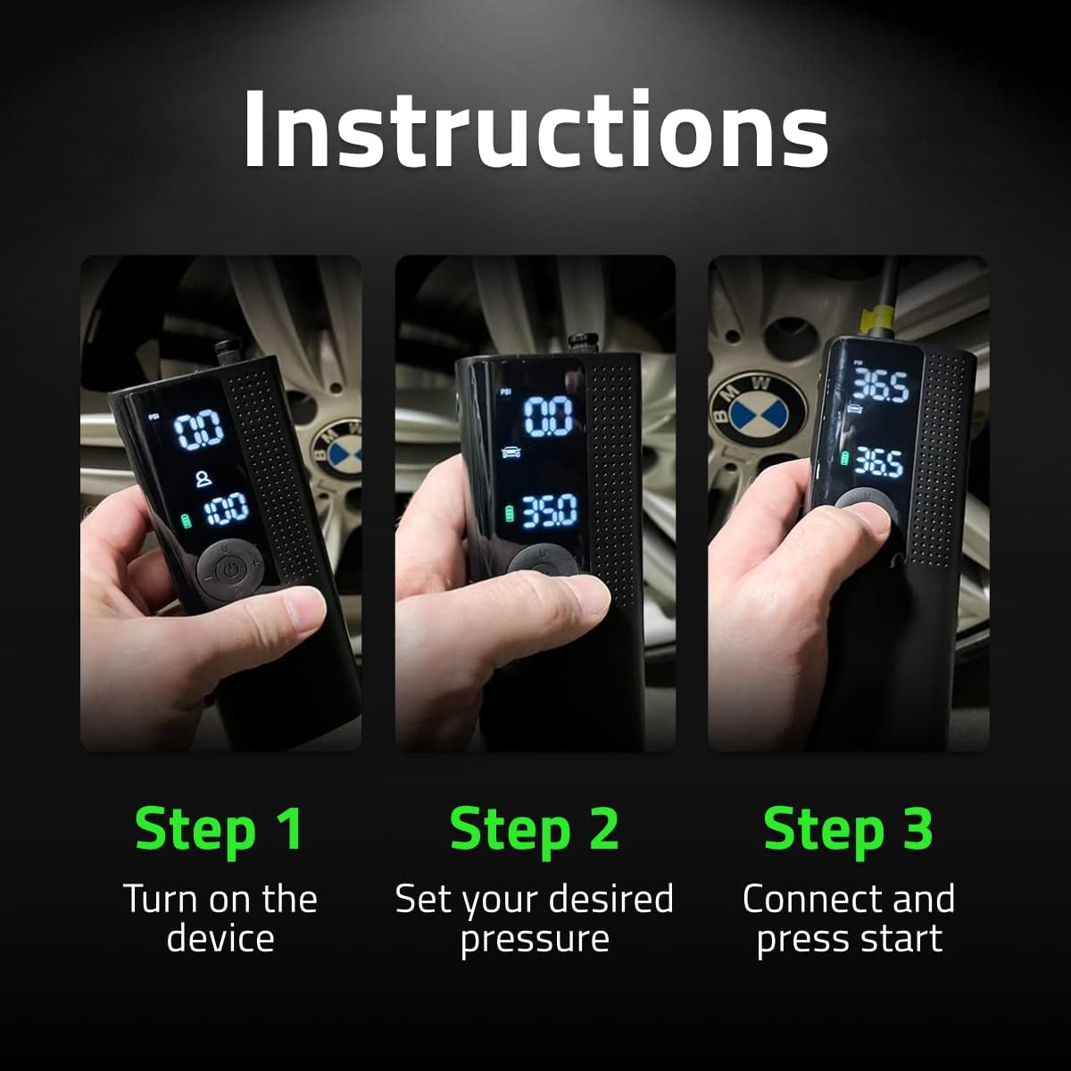 Airmoto Portable Tire Inflator with Digital Gauge