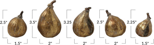 Creative Co-Op Resin Figs with Gold Finish Set