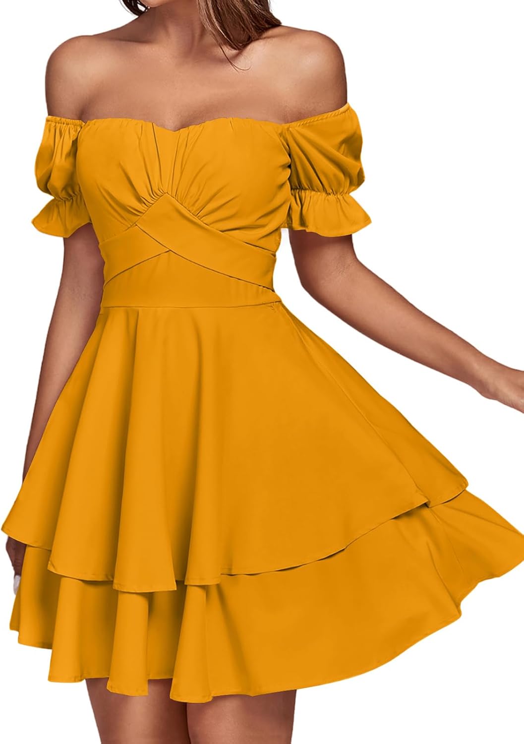 LYANER Women's Tie Back Off Shoulder Wrap Layer