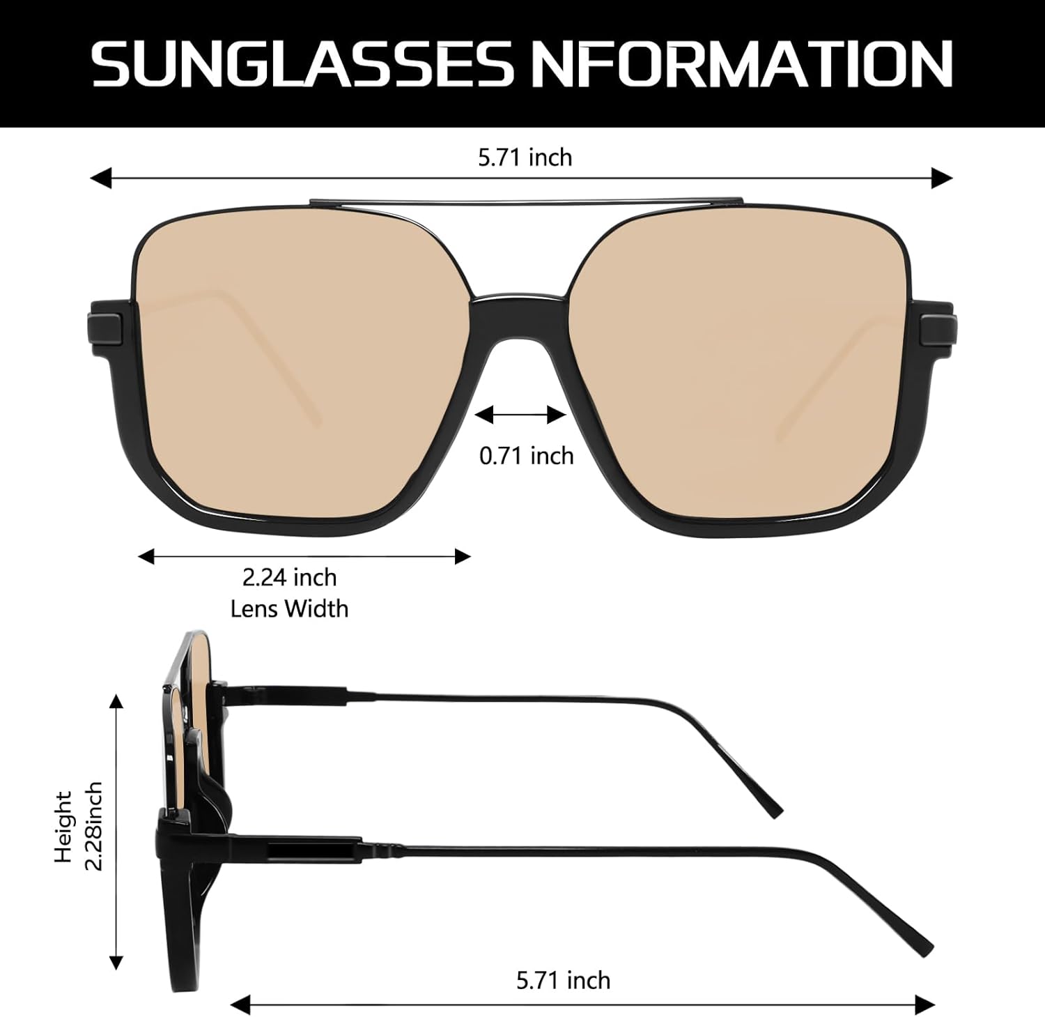 Retro Oversized Aviator Sunglasses for Women