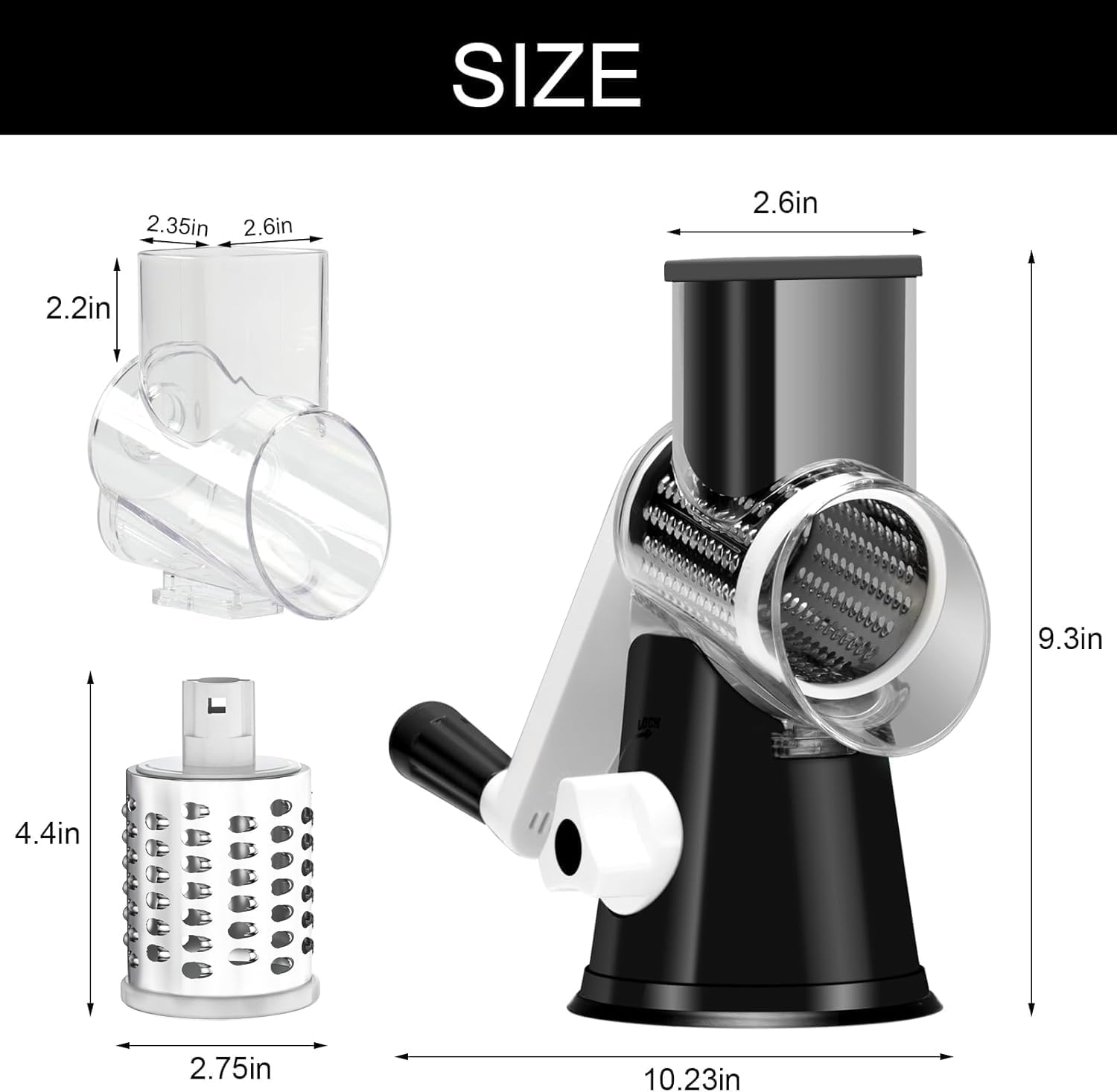Cambom Rotary Cheese Grater Hand Crank Cheese Shredder for Fresh Cheese