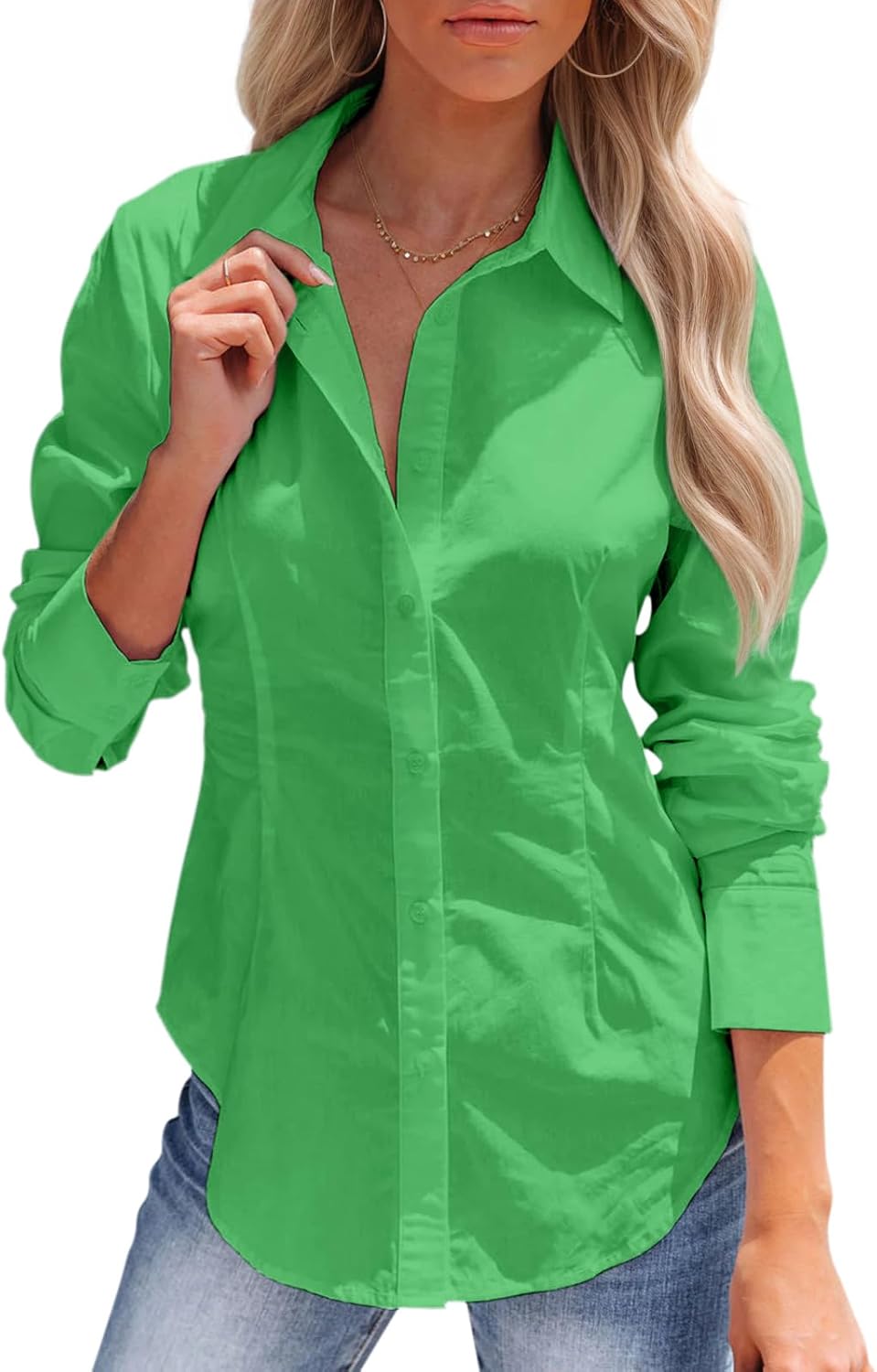 Siliteelon Women’s Long Sleeve Dress Shirt