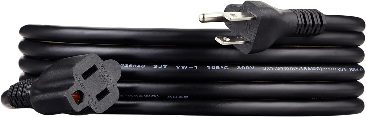 Extension Cord, 25 Ft, 3 Prong Outlet Extender