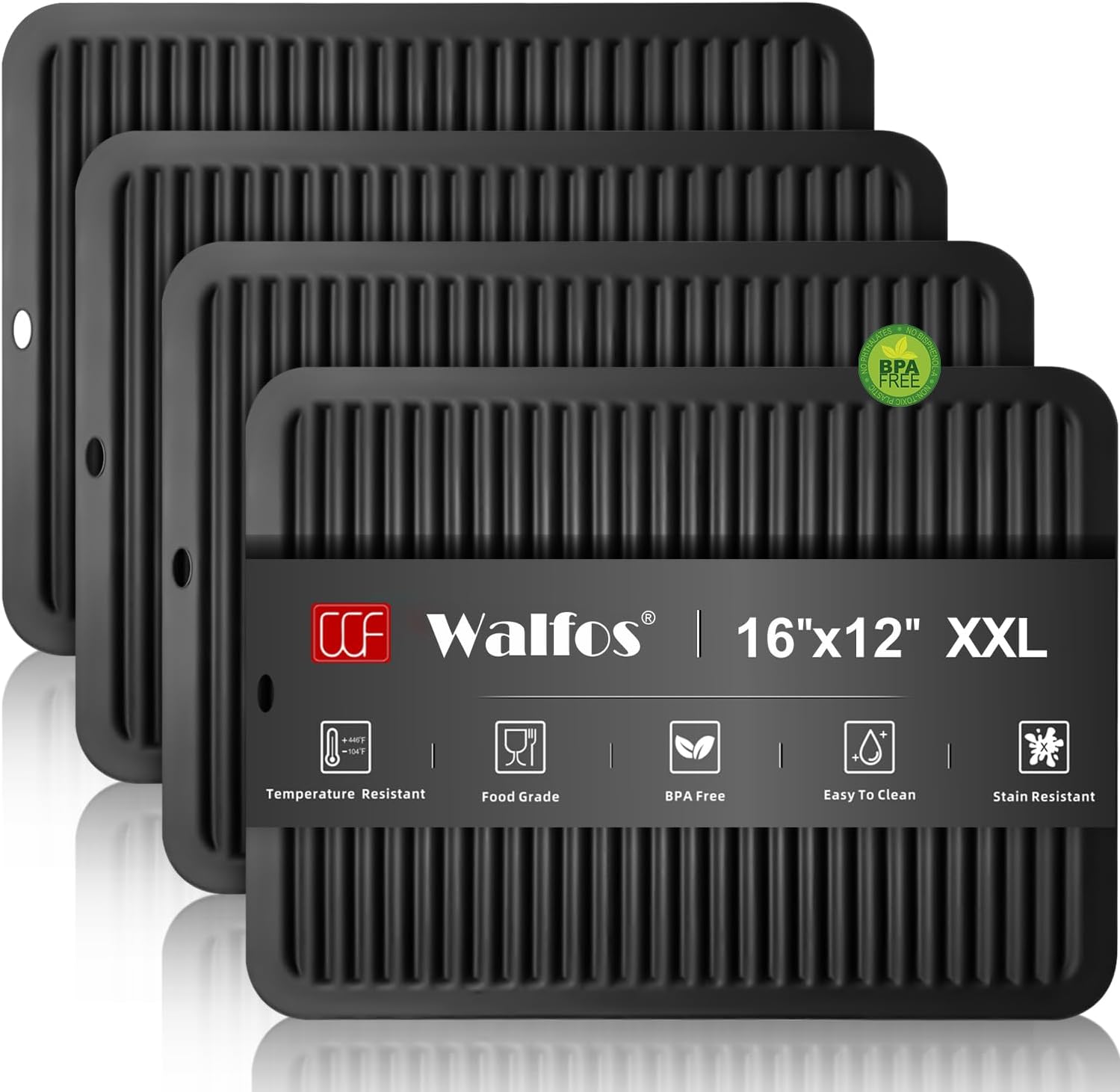 Walfos Silicone Trivet Mats - 4 Heat Resistant Pot Holders