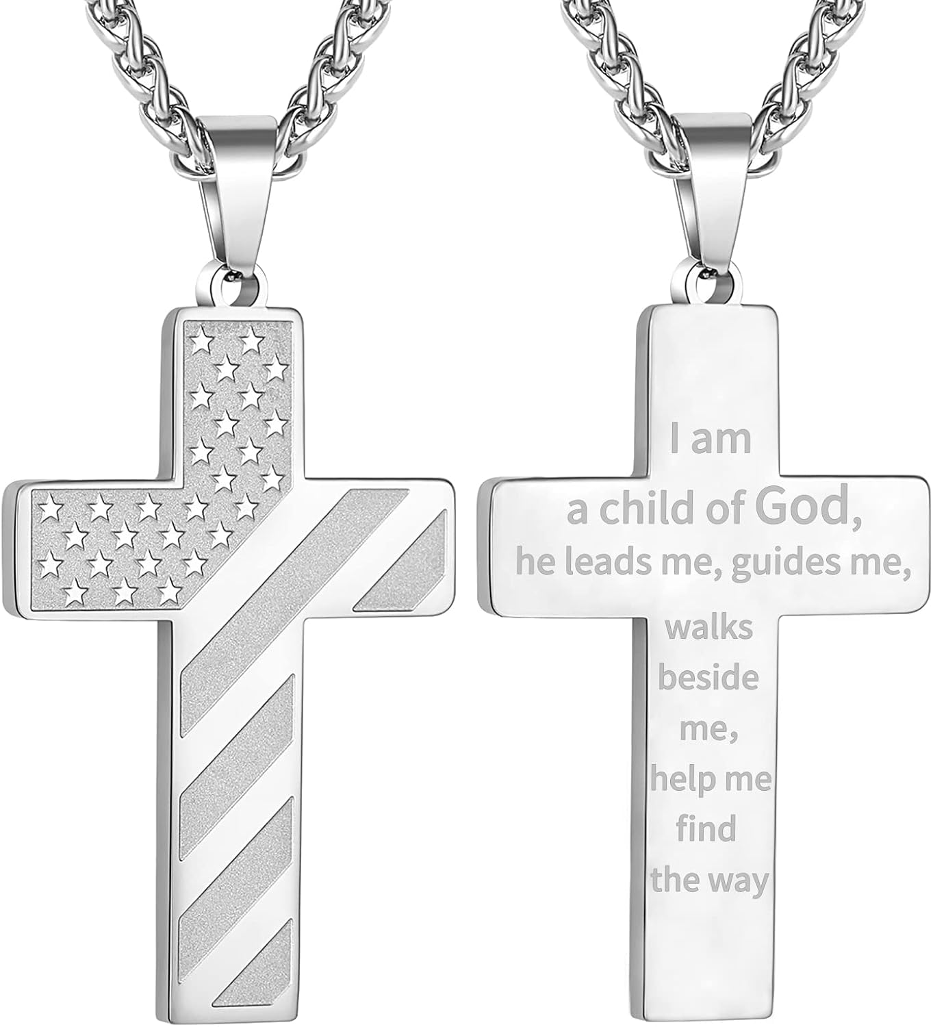 DuoDiner Cross Necklace Bible Verse Stainless Steel