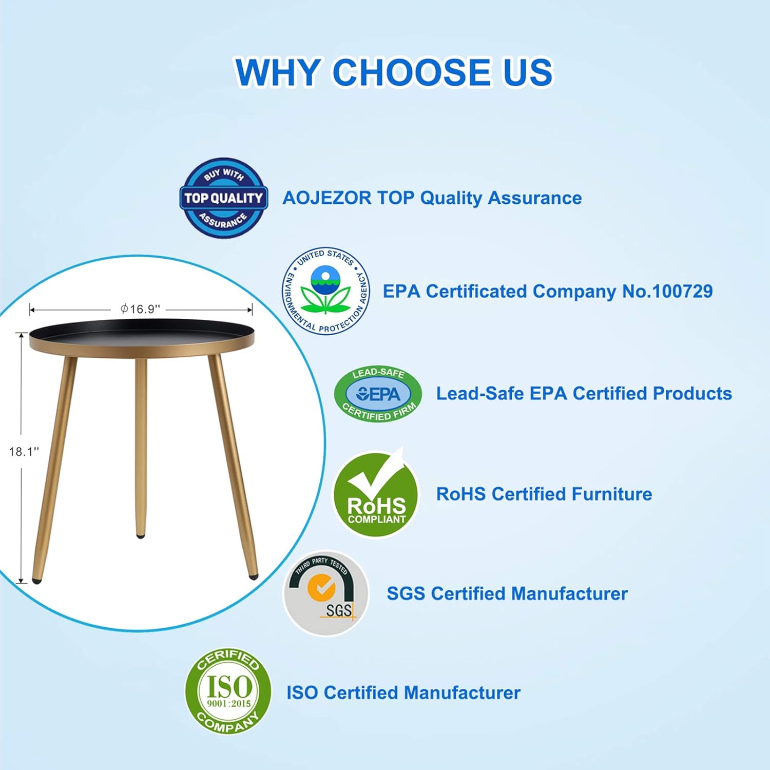 AOJEZOR Side Table End Table for Any Room