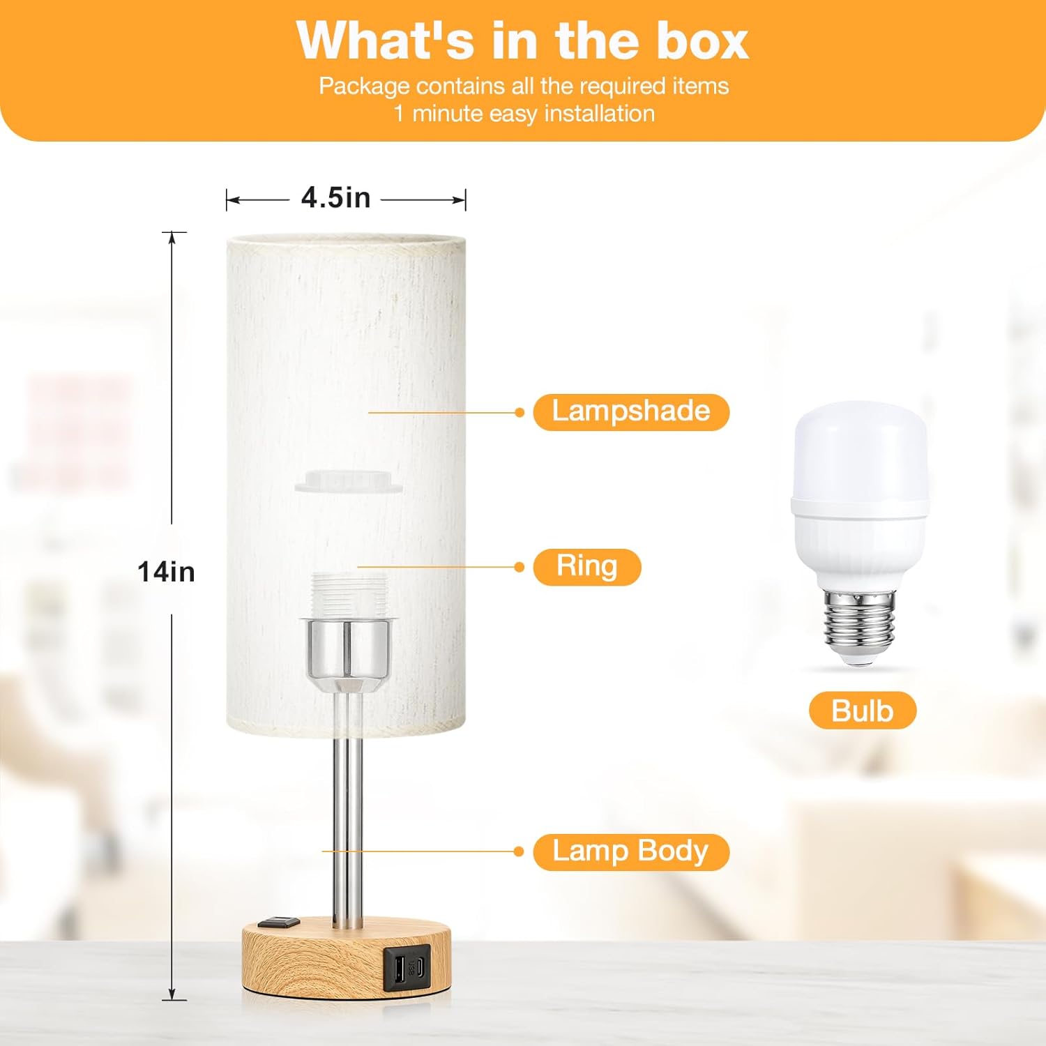 Bedside Touch Lamp 3-Way Dimmable