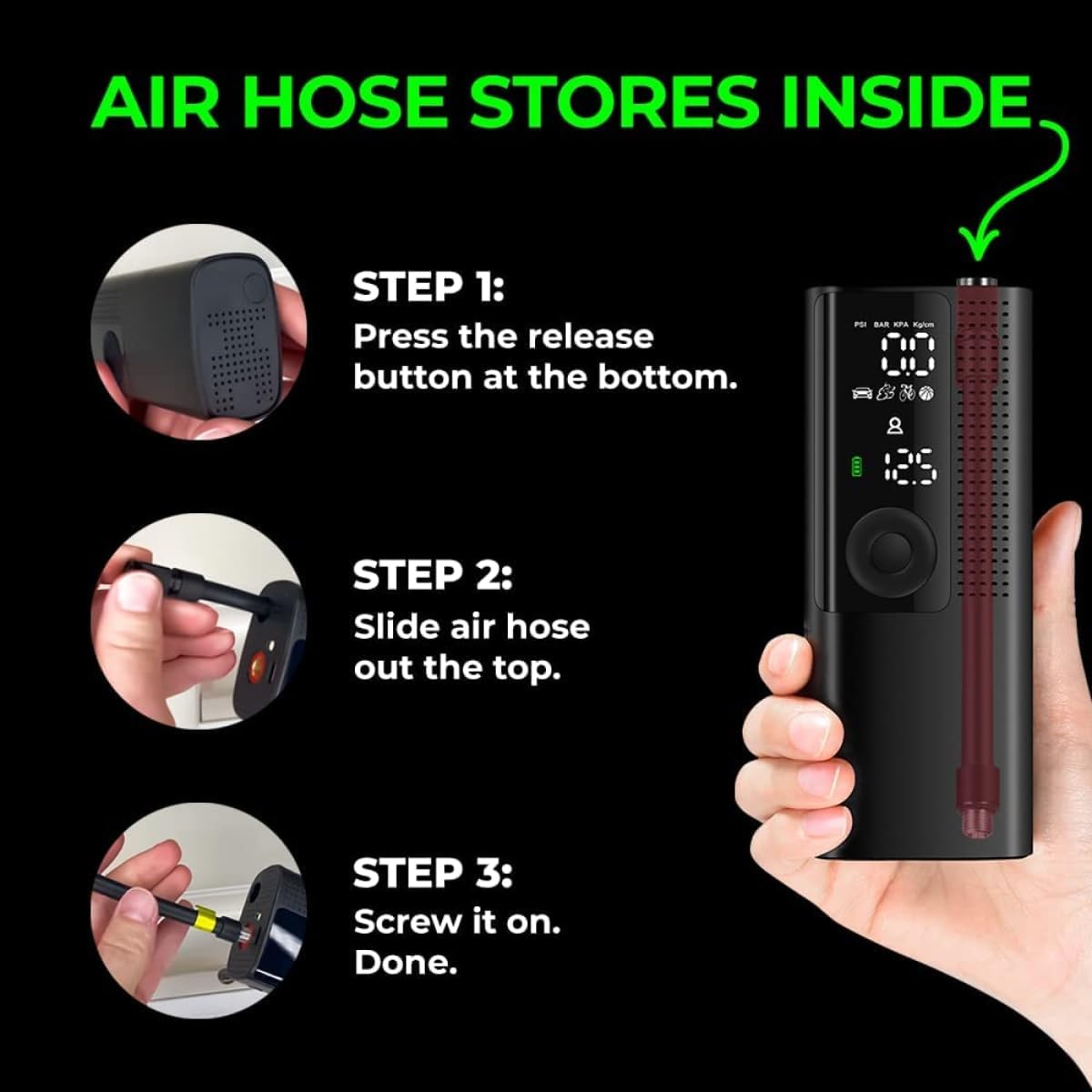 Airmoto Portable Tire Inflator with Digital Gauge