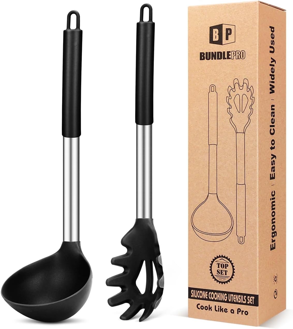 Silicone Pasta Fork and Ladle Spoon Set