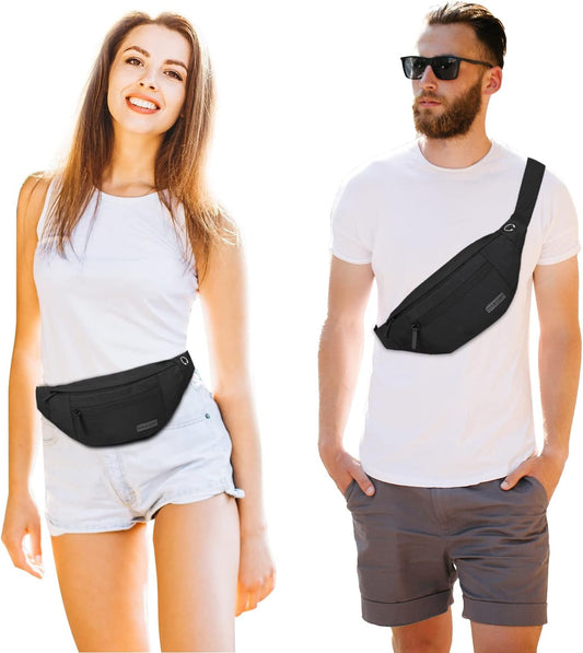 MAXTOP Large Crossbody Fanny Pack with 4-Zipper Pockets