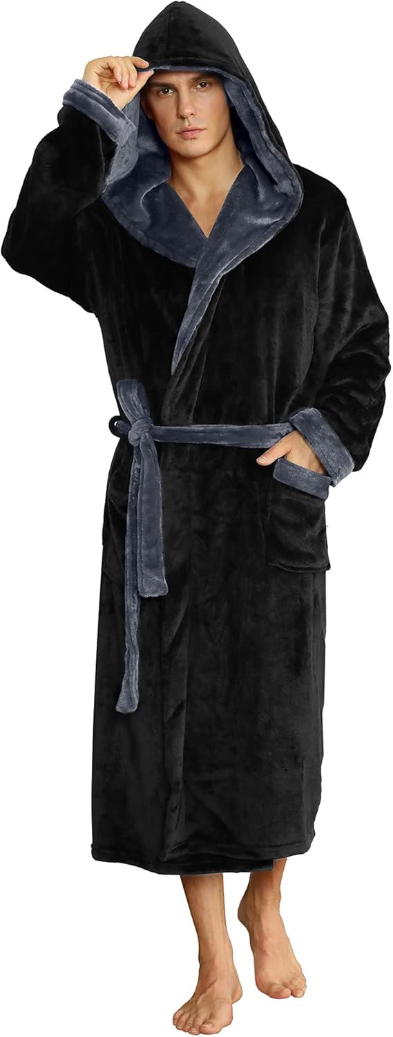 U2SKIIN Mens Hooded Robe Plush Robes for Men