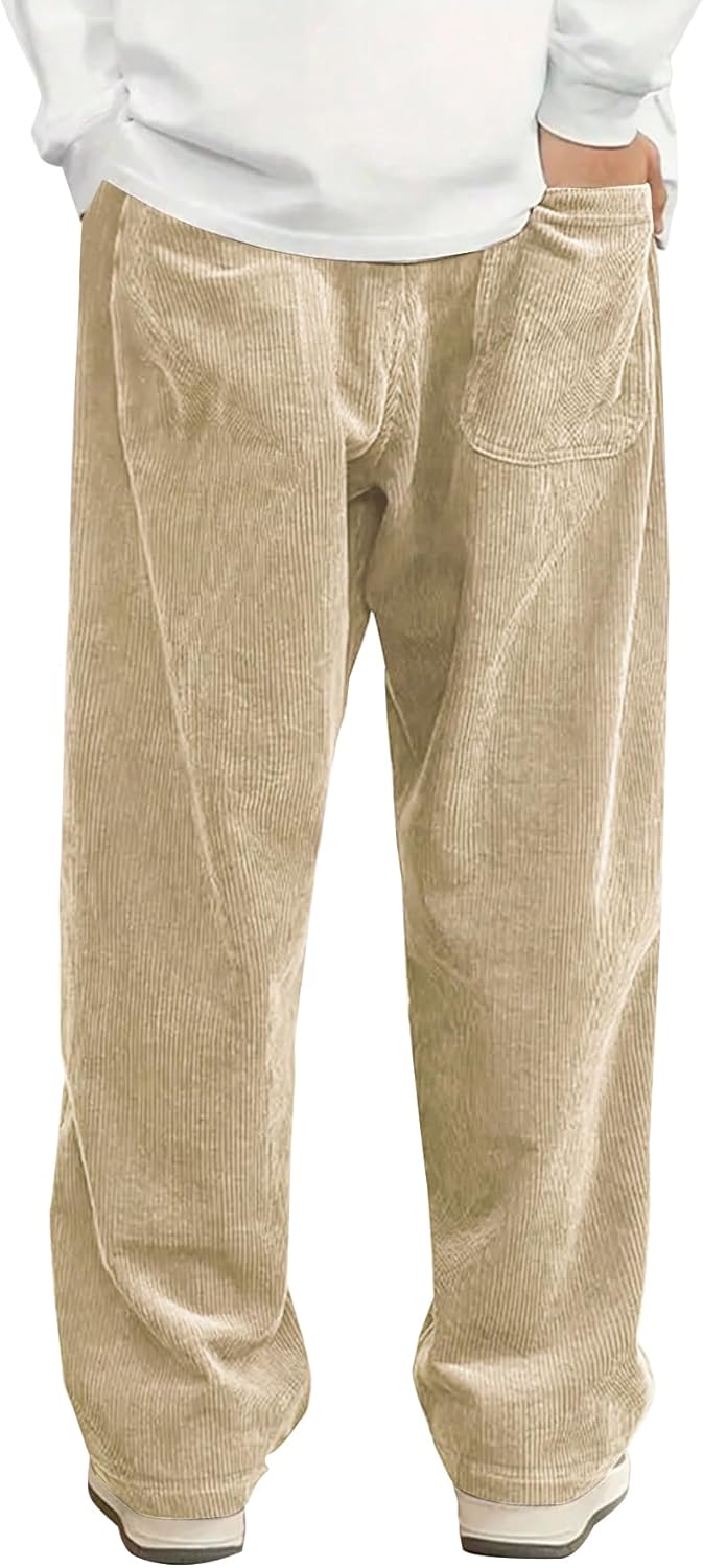 Mens Corduroy Casual Pants Fashion Loose