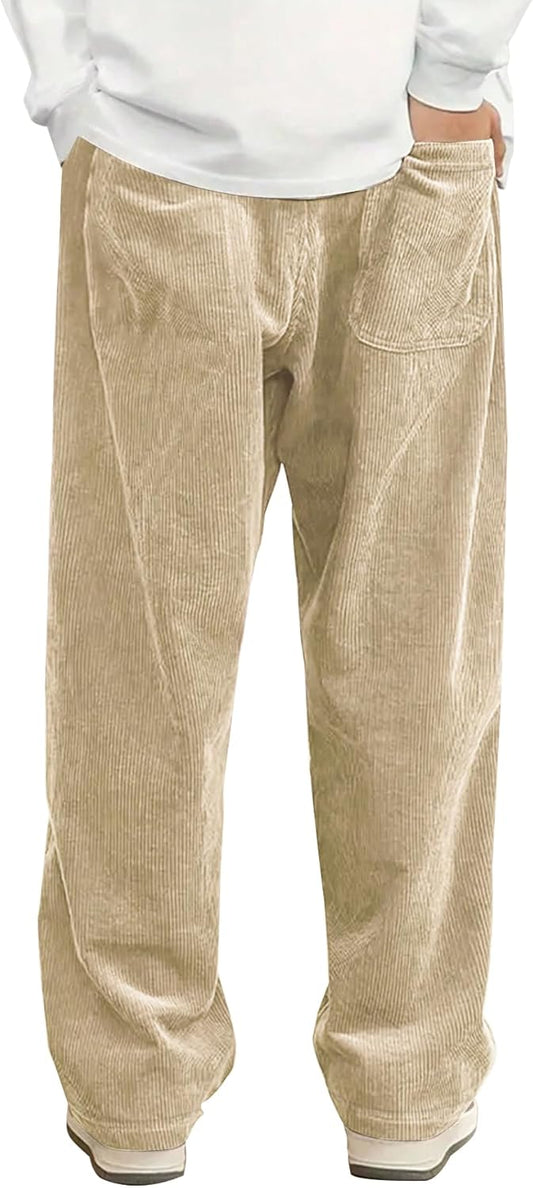Mens Corduroy Casual Pants Fashion Loose
