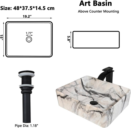 Small Rectangular Vessel Sink for Bathroom