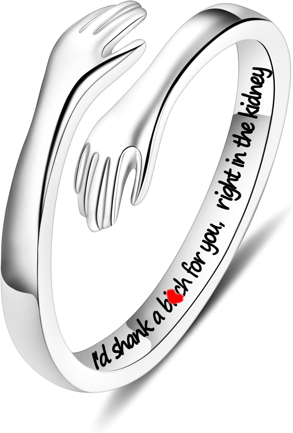 Yesteel S925 Sterling Silver Hug Ring for Women Teen Girls