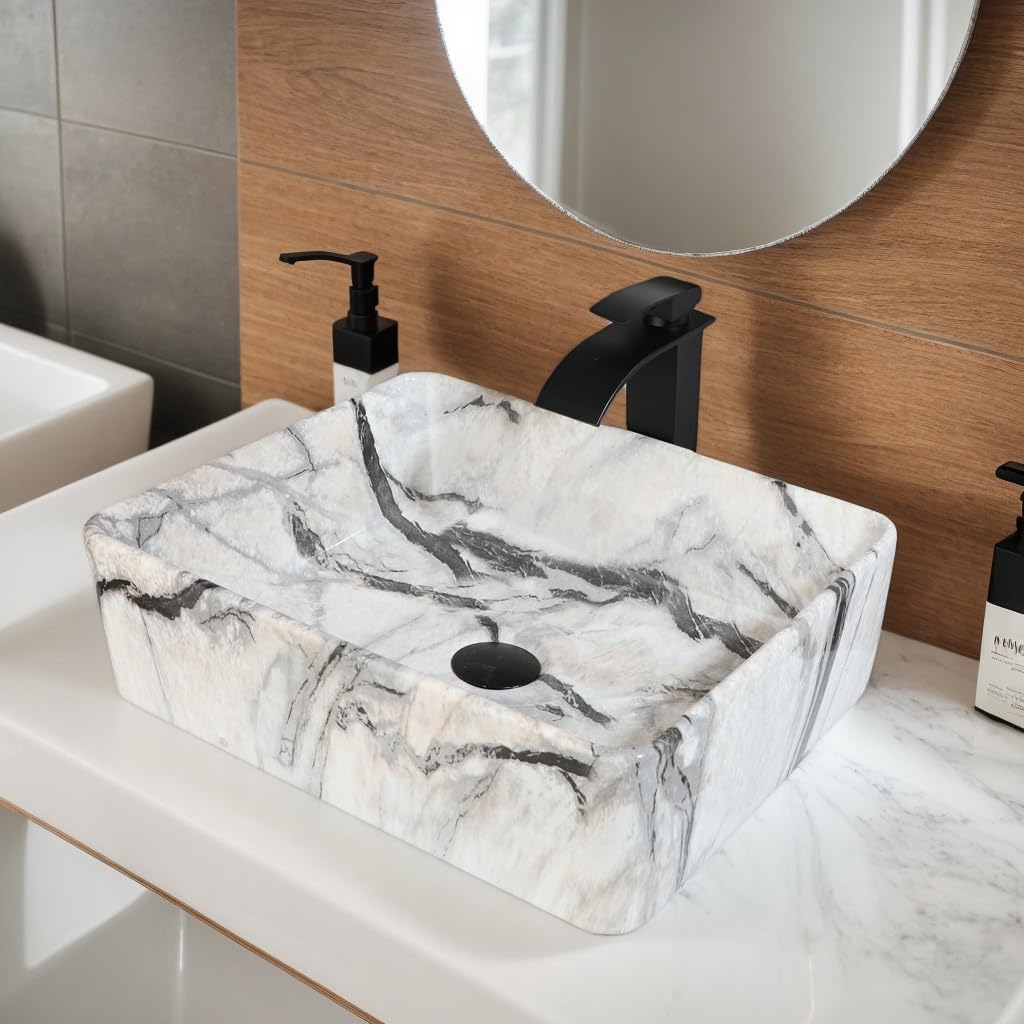 Small Rectangular Vessel Sink for Bathroom