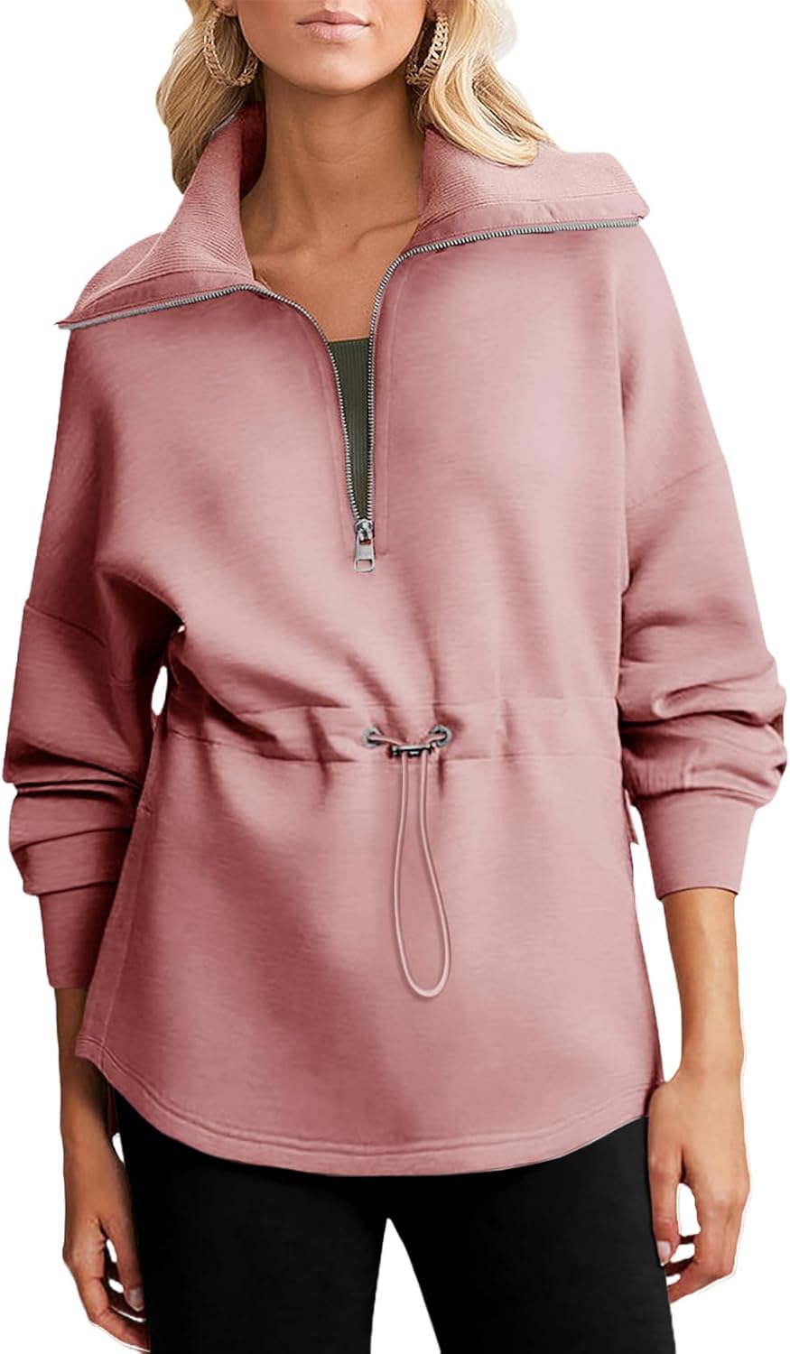 Dokotoo Womens Sweatshirt Oversized Half Zip
