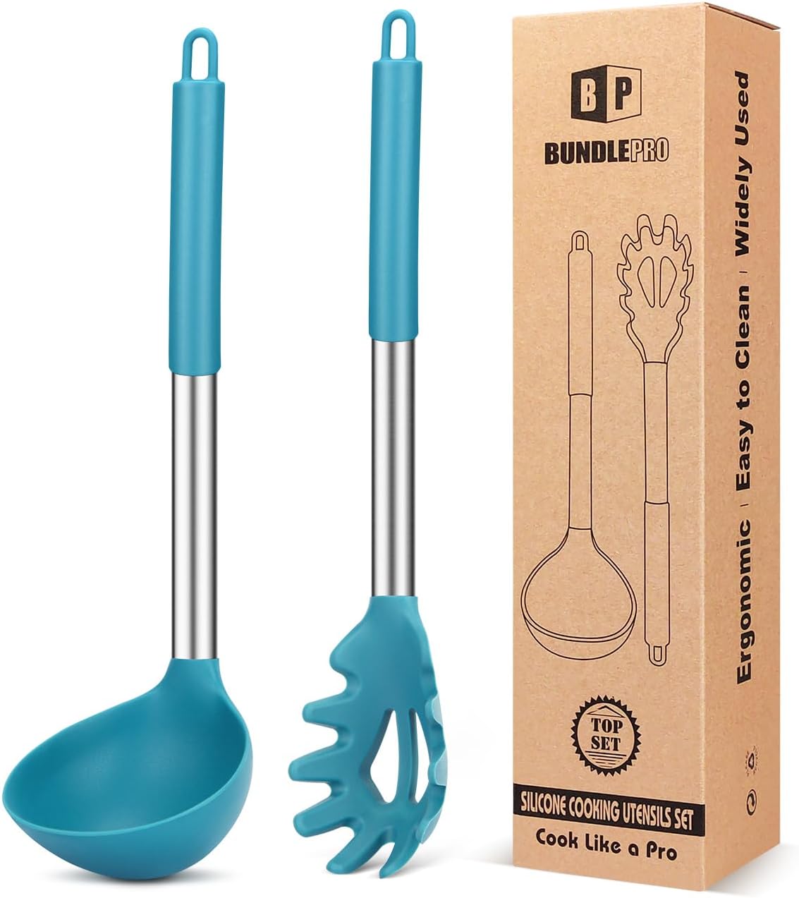 Silicone Pasta Fork and Ladle Spoon Set