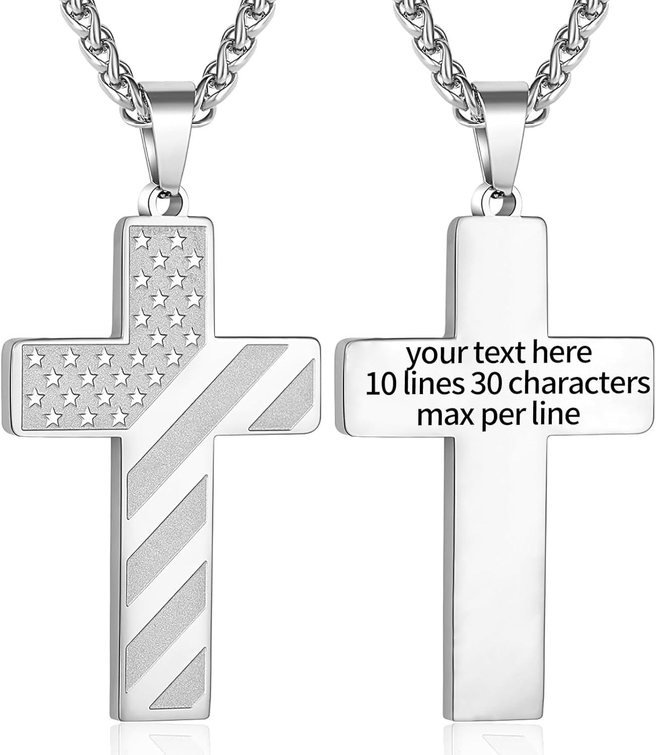 DuoDiner Cross Necklace Bible Verse Stainless Steel