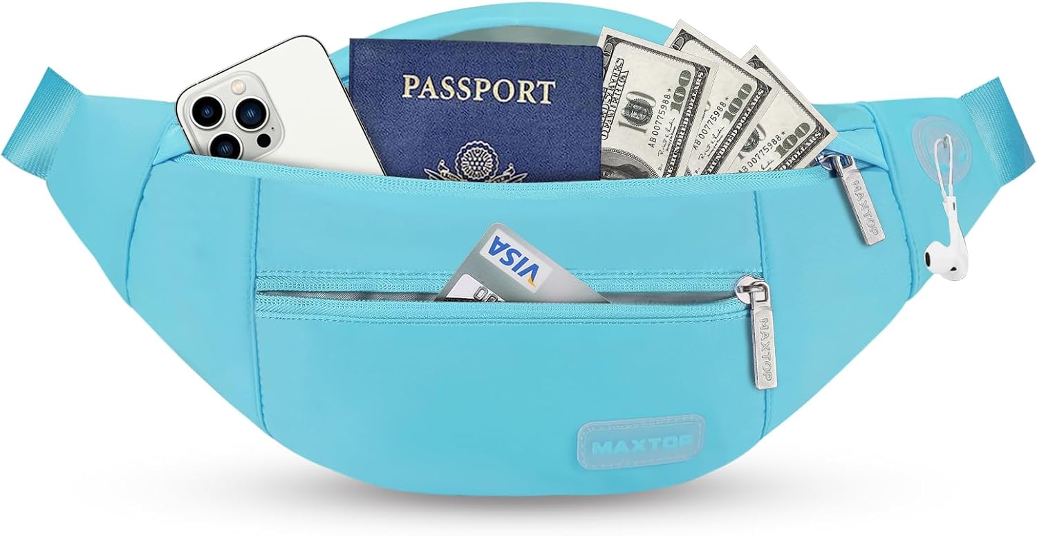 MAXTOP Large Crossbody Fanny Pack with 4-Zipper Pockets