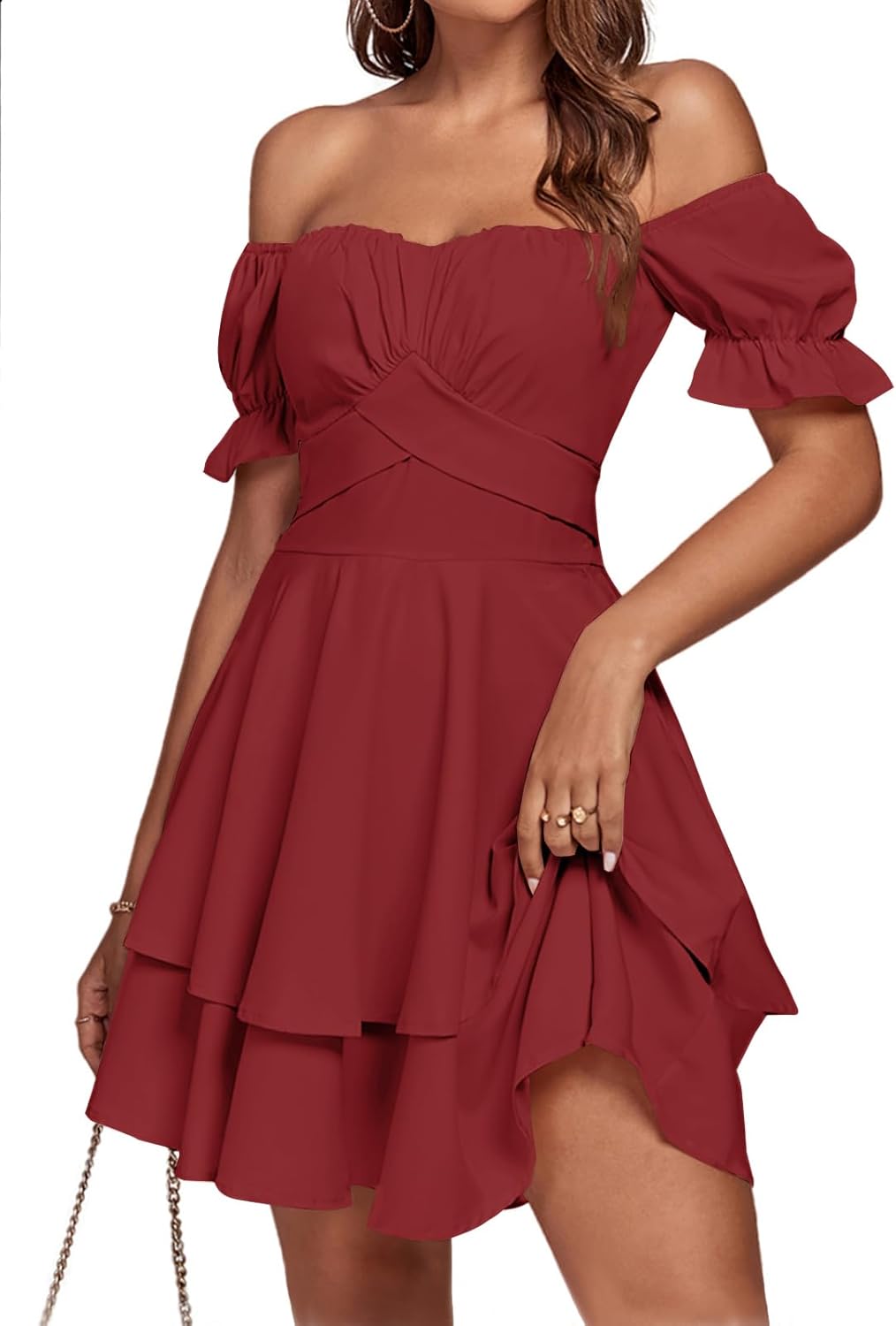 LYANER Women's Tie Back Off Shoulder Wrap Layer