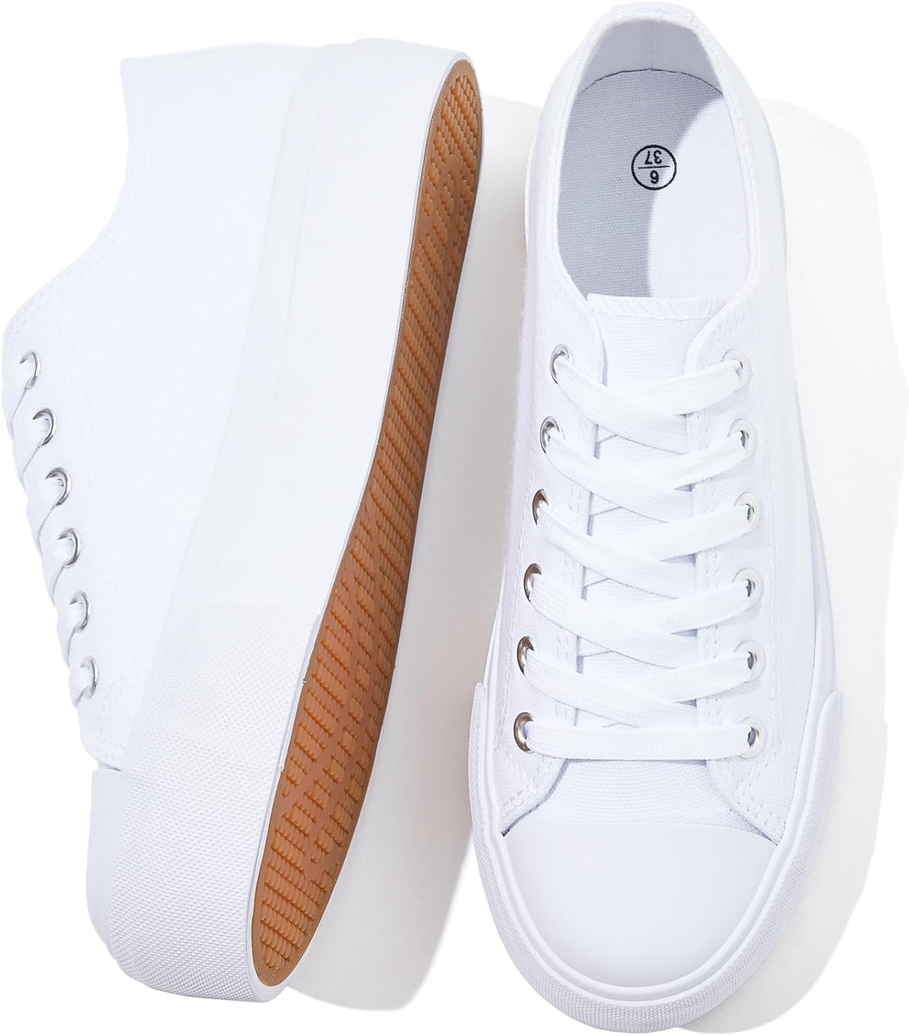 SERNIAL Womens White Platform Sneakers for Women