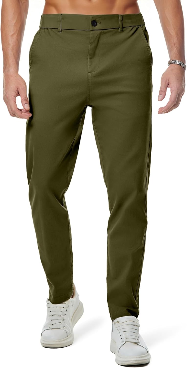 JMIERR Men's Chino Pants Casual Stretch Waist
