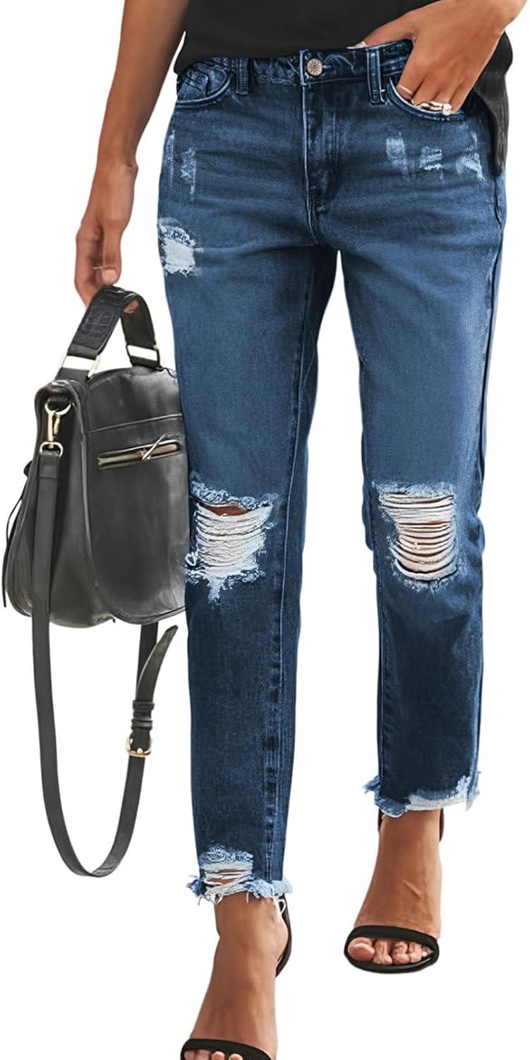 Sidefeel Women's Boyfriend Jeans Denim Pants