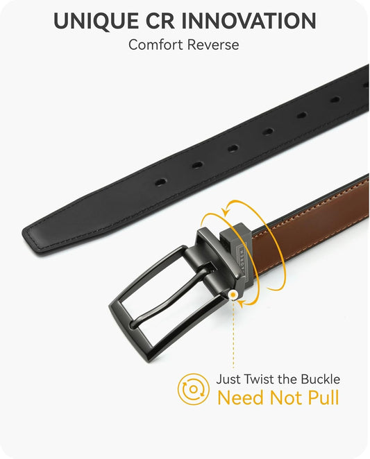 CHAOREN Boys Reversible Leather Belt Kids Dress Belt