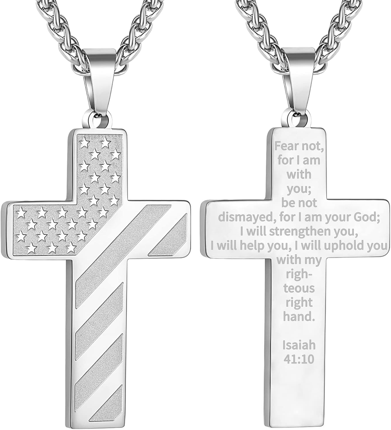 DuoDiner Cross Necklace Bible Verse Stainless Steel