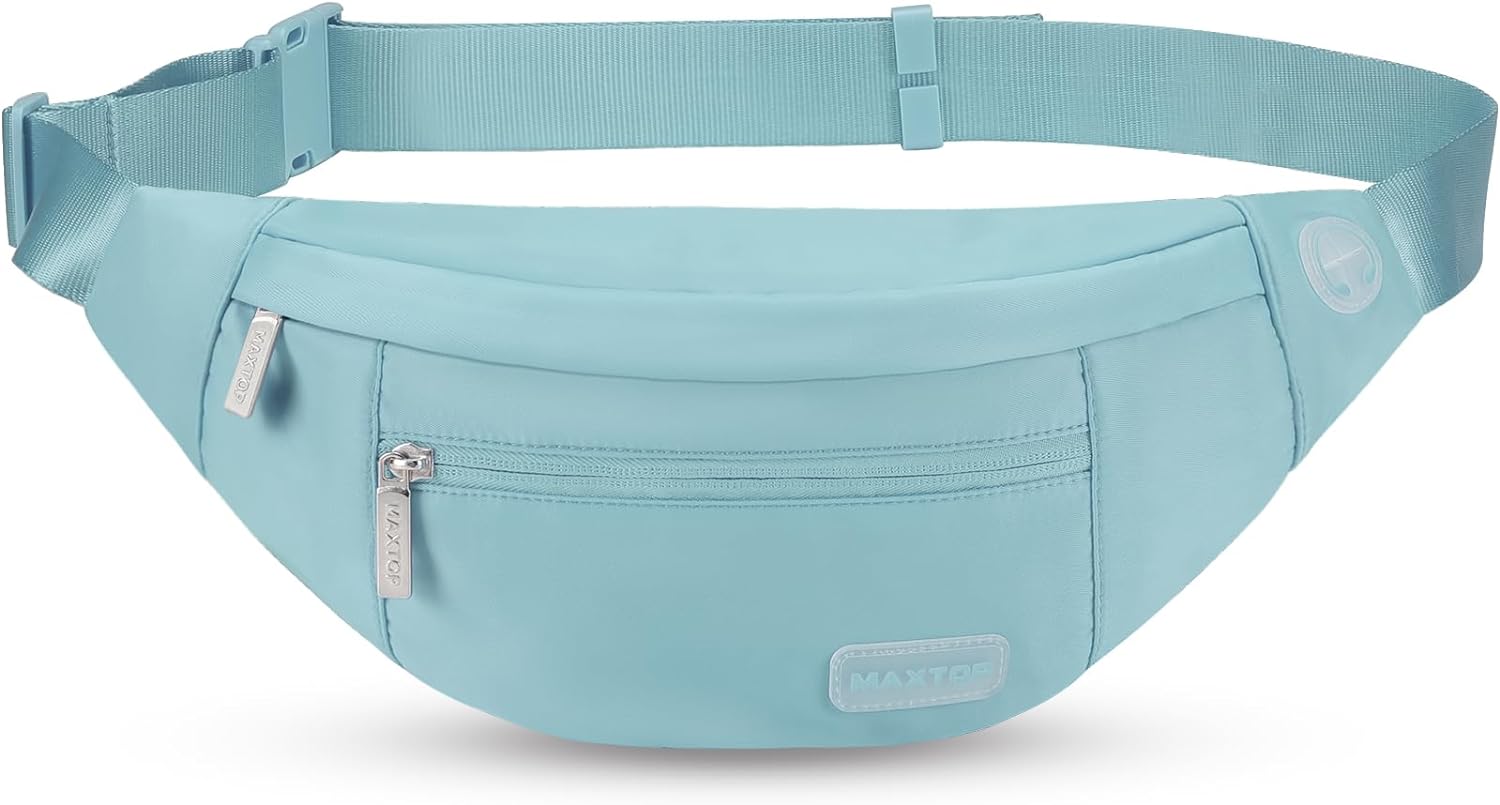 MAXTOP Large Crossbody Fanny Pack with 4-Zipper Pockets