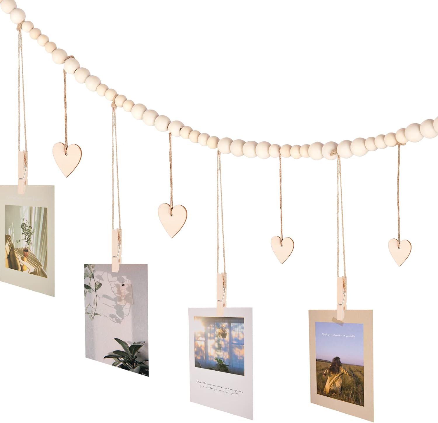 Hanging Photo Display with Clips 9 Wood Clips