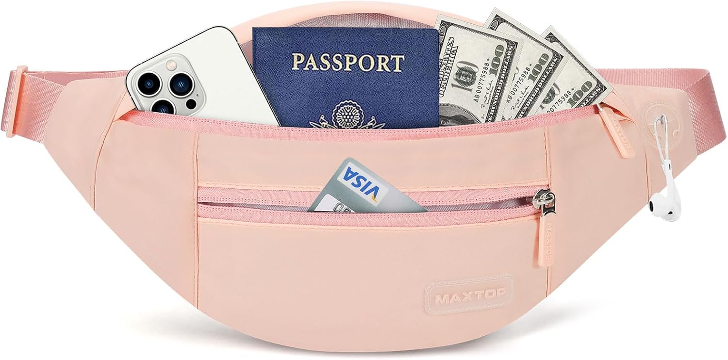 MAXTOP Large Crossbody Fanny Pack with 4-Zipper Pockets
