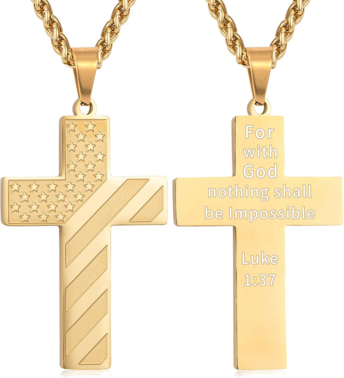 DuoDiner Cross Necklace Bible Verse Stainless Steel