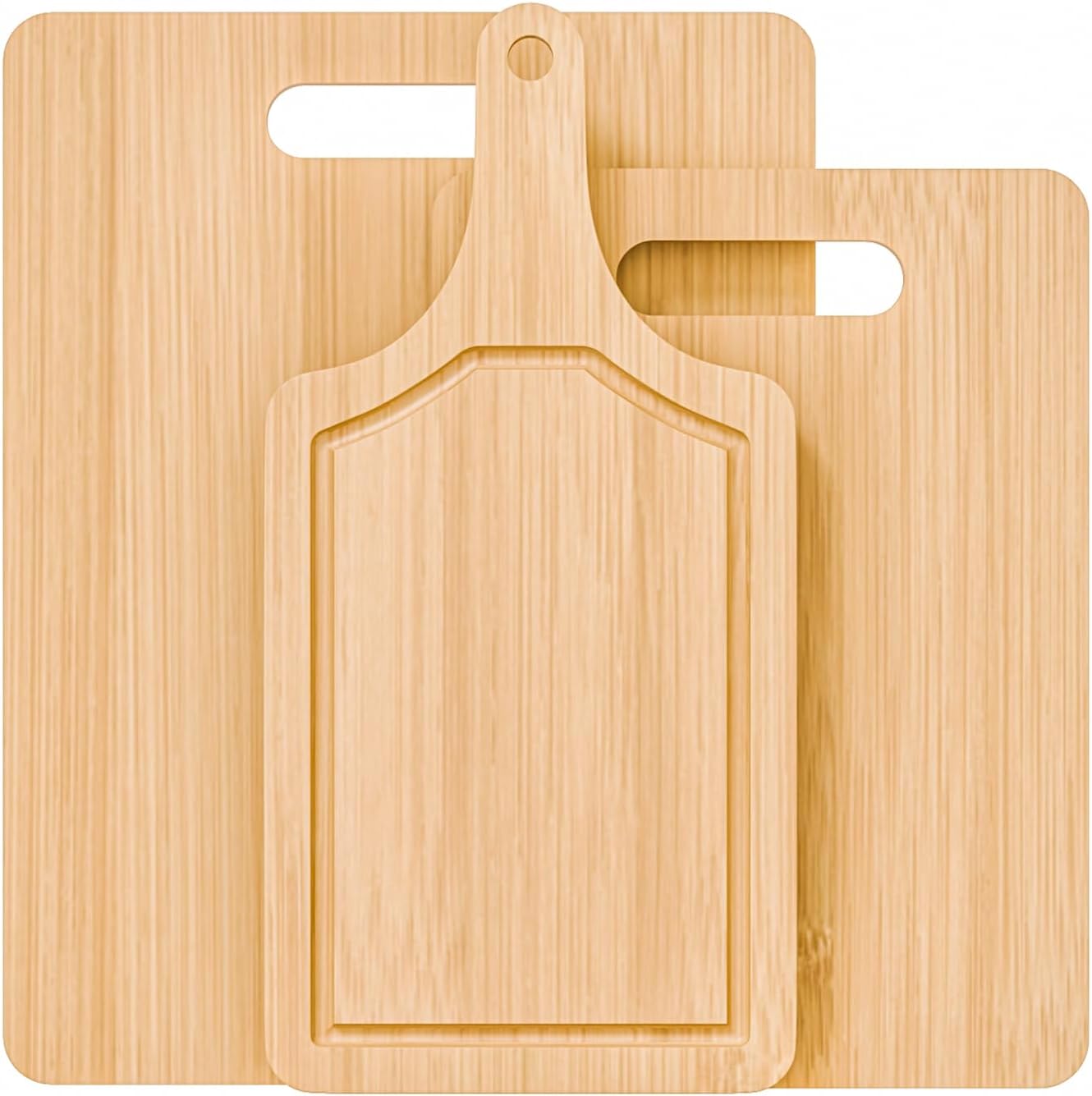 Bamboo Cutting Board Set of 3 Natural Wooden Chopping Boards