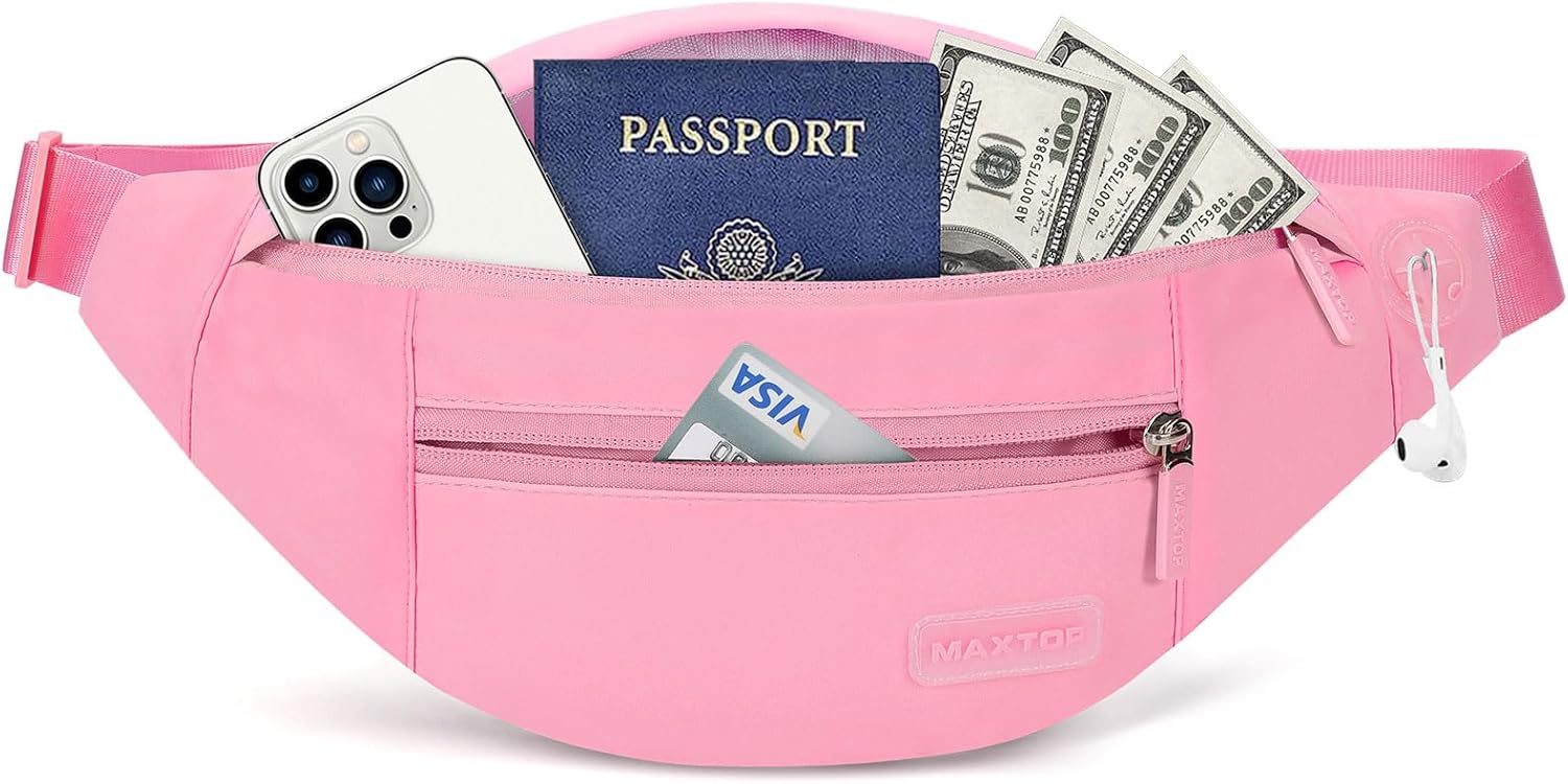 MAXTOP Large Crossbody Fanny Pack with 4-Zipper Pockets