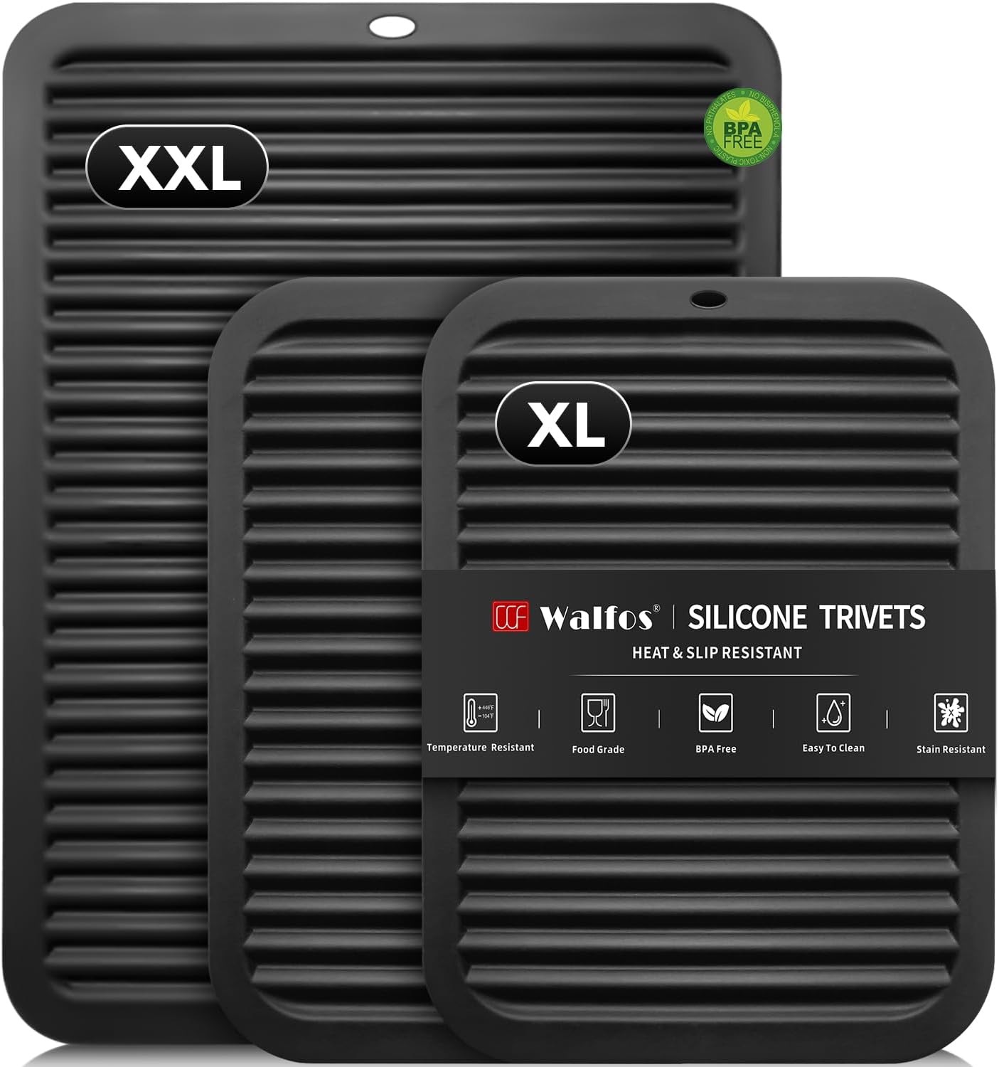 Walfos Silicone Trivet Mats - 4 Heat Resistant Pot Holders