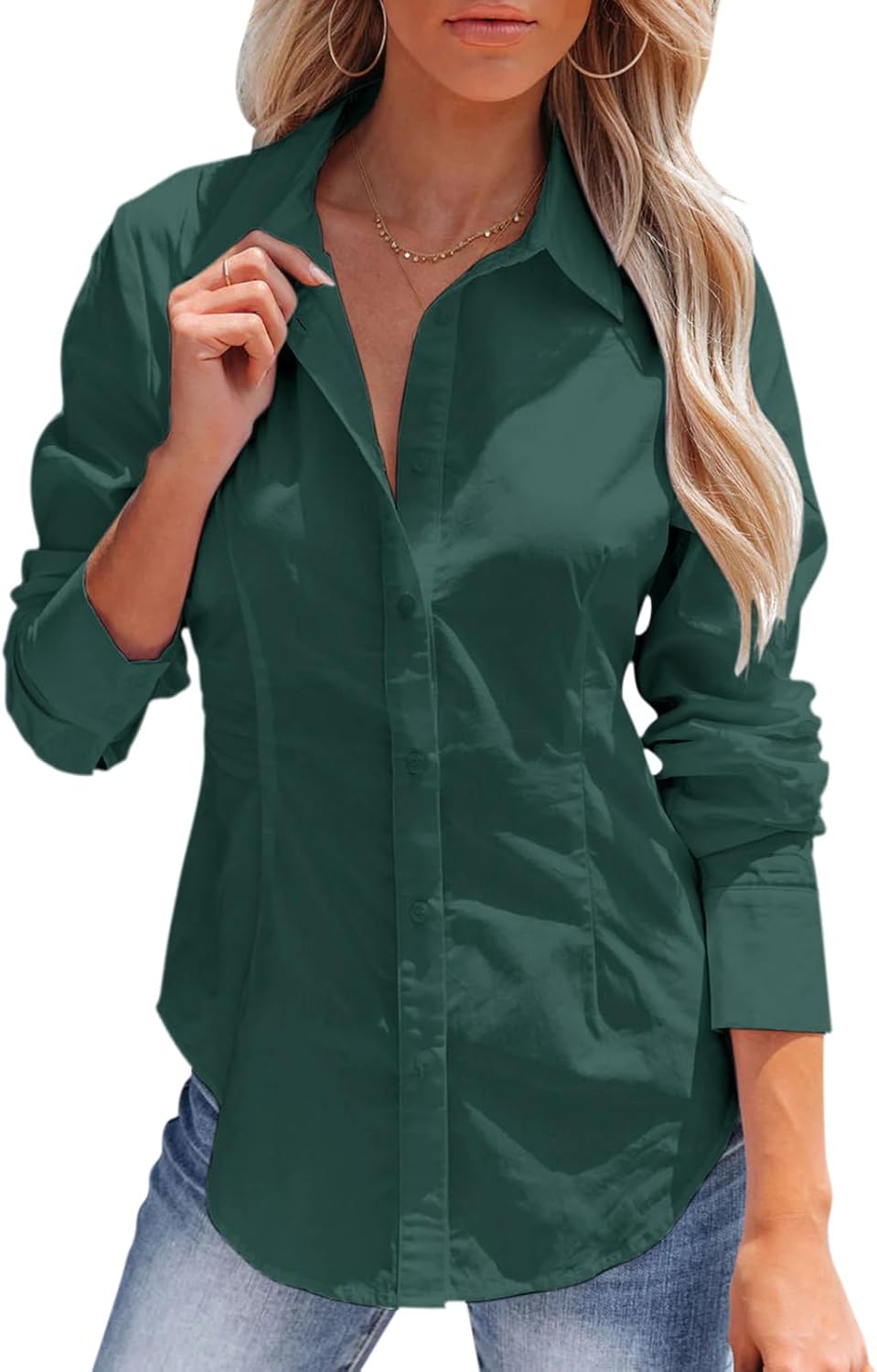 Siliteelon Women’s Long Sleeve Dress Shirt