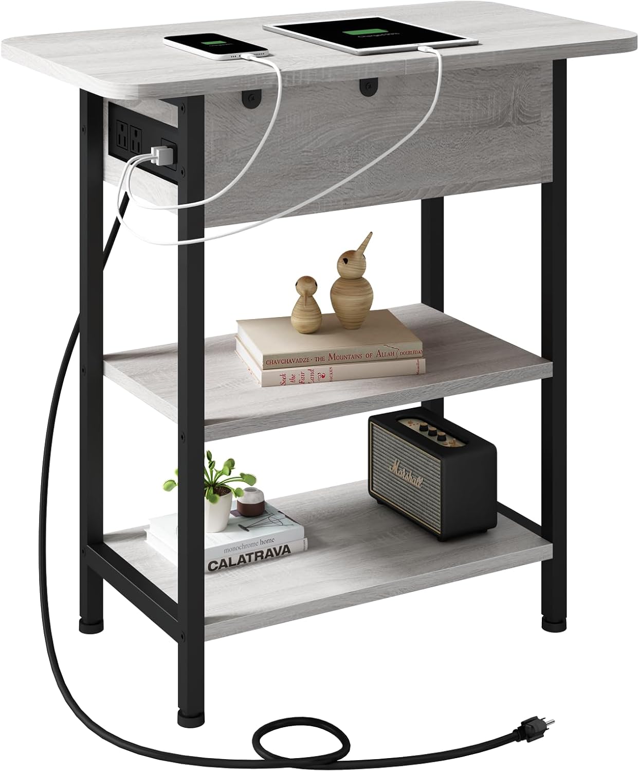 LIDYUK End Table with Charging Station
