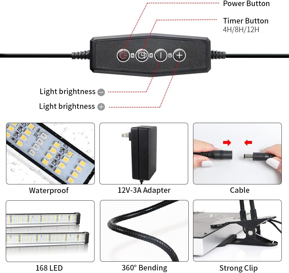 GooingTop Grow Light Super Bright White Desktop Lamp