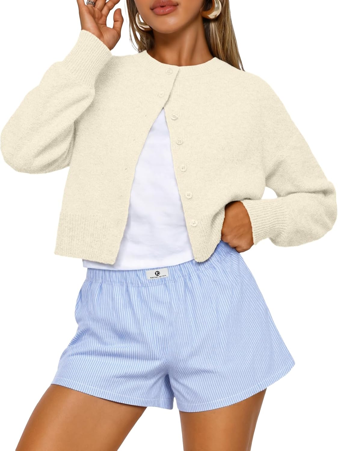 Trendy Queen Women’s Cropped Cardigan Sweater