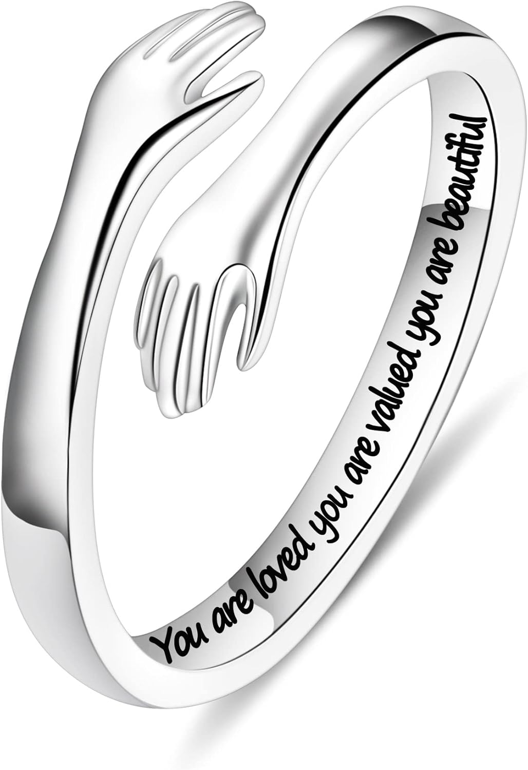Yesteel S925 Sterling Silver Hug Ring for Women Teen Girls